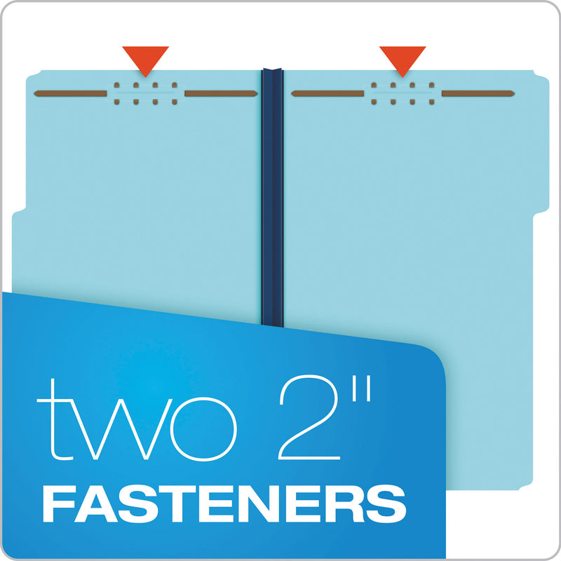 Pendaflex Heavy-Duty Pressboard Folders with Embossed Fasteners, Legal Size, Blue, 25/Box