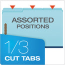 Pendaflex Heavy-Duty Pressboard Folders with Embossed Fasteners, Legal Size, Blue, 25/Box