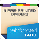 Pendaflex Hanging-Style Personnel Folders, 5 Dividers with 1/5-Cut Tabs, Letter Size, 1/3-Cut Exterior Tabs, Blue