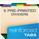 Pendaflex Hanging-Style Personnel Folders, 5 Dividers with 1/5-Cut Tabs, Letter Size, 1/3-Cut Exterior Tabs, Green