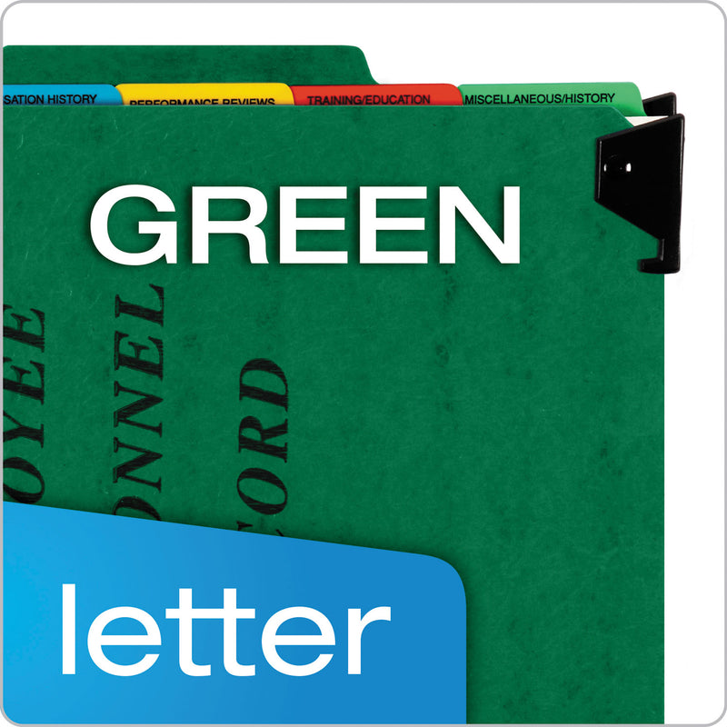 Pendaflex Hanging-Style Personnel Folders, 5 Dividers with 1/5-Cut Tabs, Letter Size, 1/3-Cut Exterior Tabs, Green