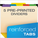 Pendaflex Hanging-Style Personnel Folders, 5 Dividers with 1/5-Cut Tabs, Letter Size, 1/3-Cut Exterior Tabs, Yellow