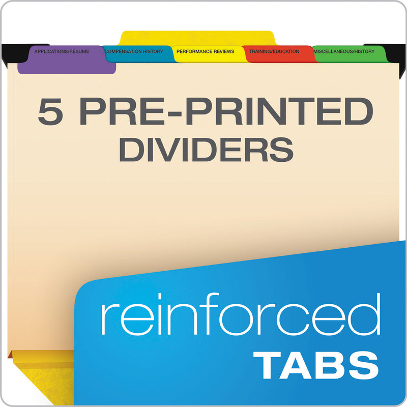 Pendaflex Hanging-Style Personnel Folders, 5 Dividers with 1/5-Cut Tabs, Letter Size, 1/3-Cut Exterior Tabs, Yellow