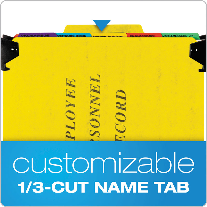 Pendaflex Hanging-Style Personnel Folders, 5 Dividers with 1/5-Cut Tabs, Letter Size, 1/3-Cut Exterior Tabs, Yellow