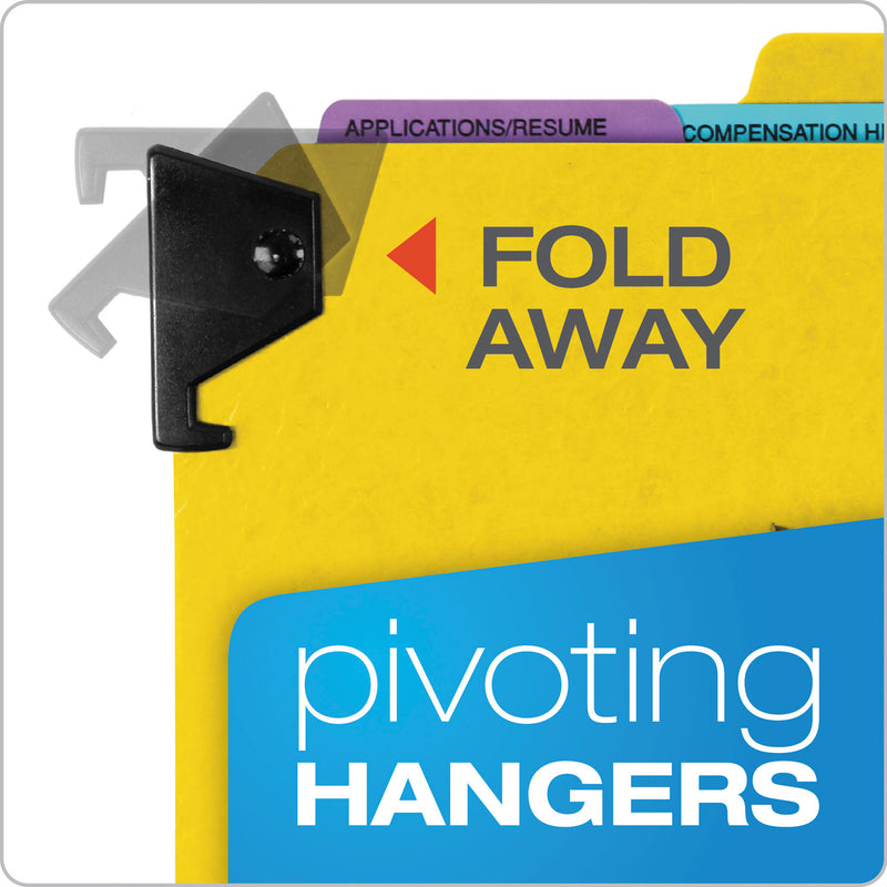 Pendaflex Hanging-Style Personnel Folders, 5 Dividers with 1/5-Cut Tabs, Letter Size, 1/3-Cut Exterior Tabs, Yellow