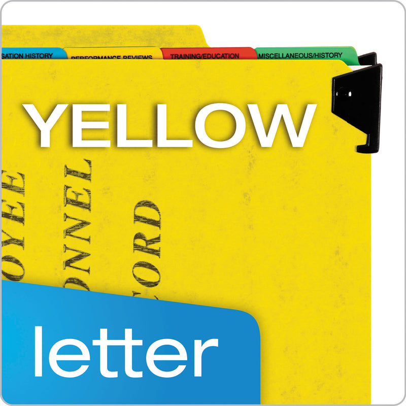 Pendaflex Hanging-Style Personnel Folders, 5 Dividers with 1/5-Cut Tabs, Letter Size, 1/3-Cut Exterior Tabs, Yellow