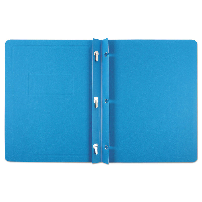 Oxford Title Panel and Border Front Report Cover, 3-Prong Fastener, Panel and Border Cover, 0.5" Cap, 8.5 x 11, Light Blue, 25/Box