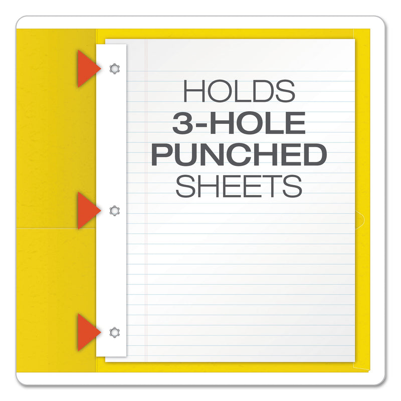Oxford Twin-Pocket Folders with 3 Fasteners, 0.5" Capacity, 11 x 8.5, Yellow, 25/Box