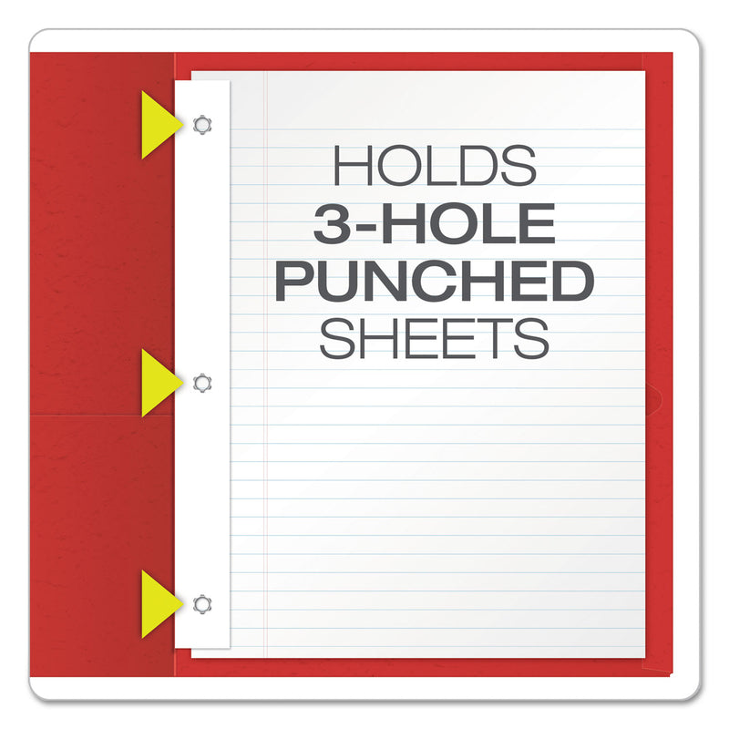 Oxford Twin-Pocket Folders with 3 Fasteners, 0.5" Capacity, 11 x 8.5, Red, 25/Box