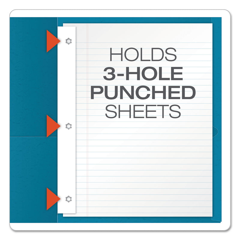 Oxford Twin-Pocket Folders with 3 Fasteners, 0.5" Capacity, 11 x 8.5, Light Blue, 25/Box