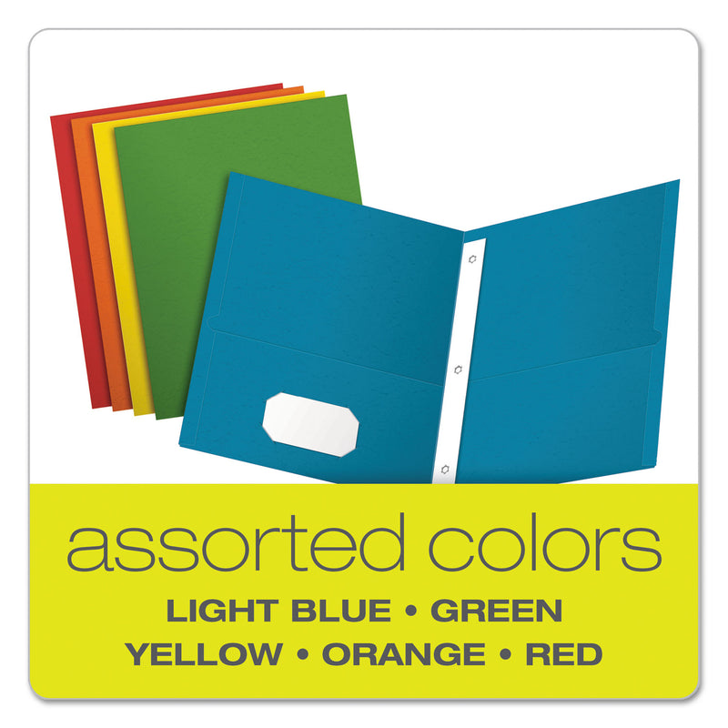 Oxford Twin-Pocket Folders with 3 Fasteners, 0.5" Capacity, 11 x 8.5, Assorted, 25/Box