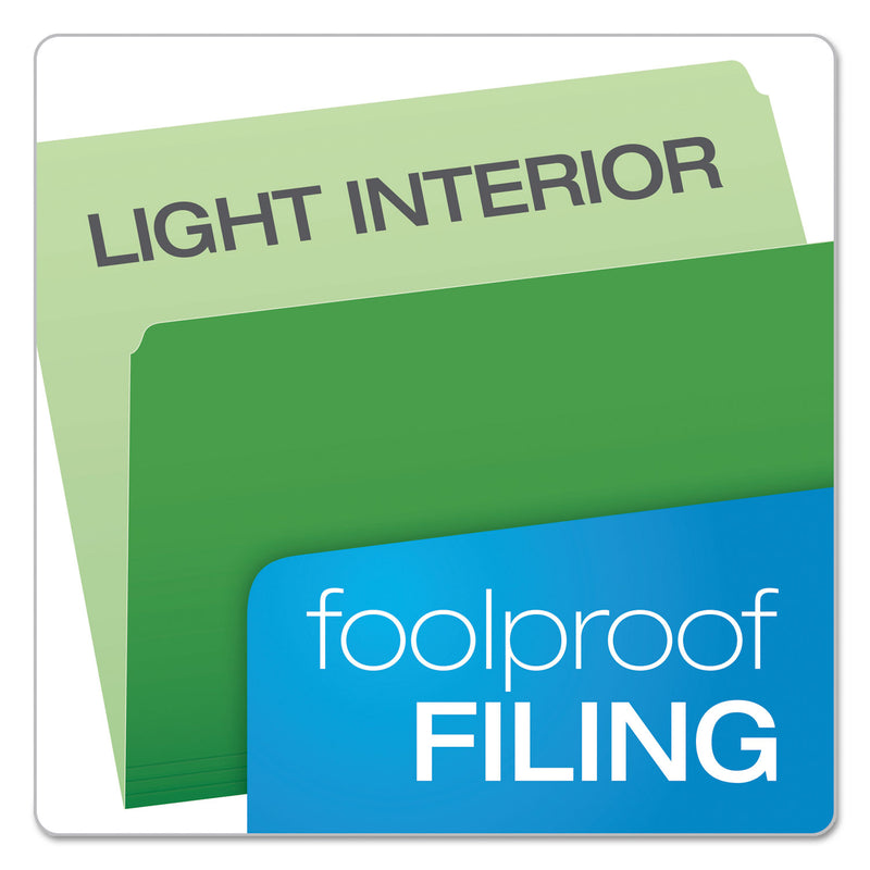 Pendaflex Colored File Folders, Straight Tabs, Letter Size, Green/Light Green, 100/Box