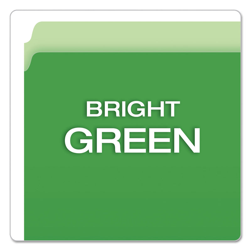 Pendaflex Colored File Folders, Straight Tabs, Letter Size, Green/Light Green, 100/Box