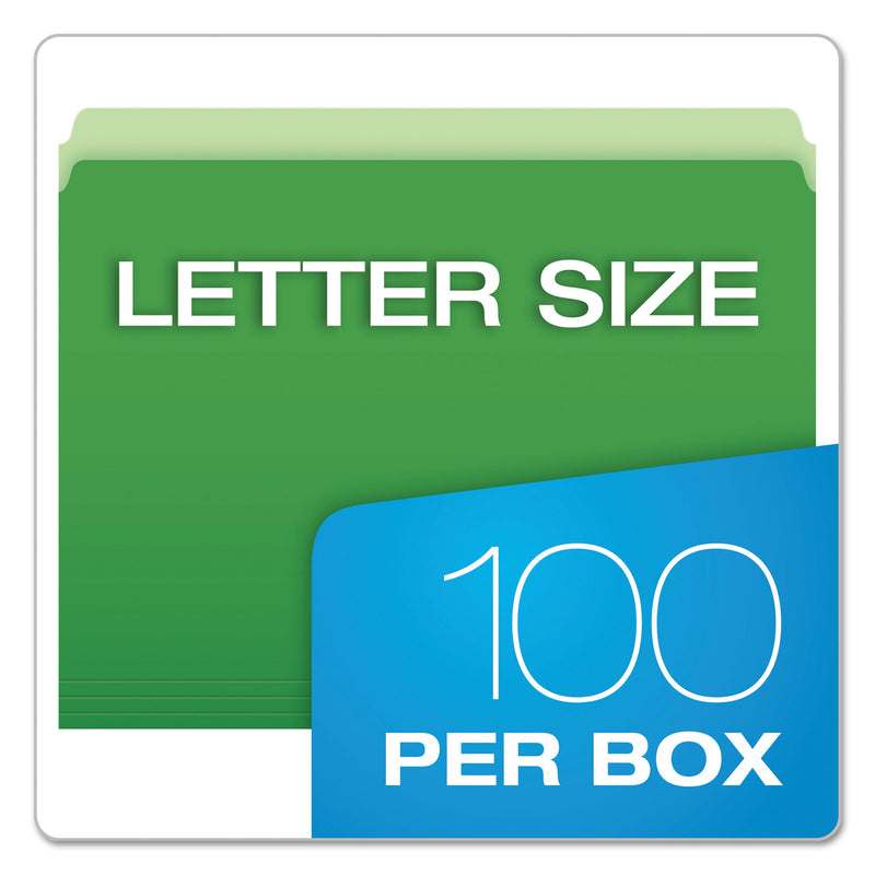 Pendaflex Colored File Folders, Straight Tabs, Letter Size, Green/Light Green, 100/Box