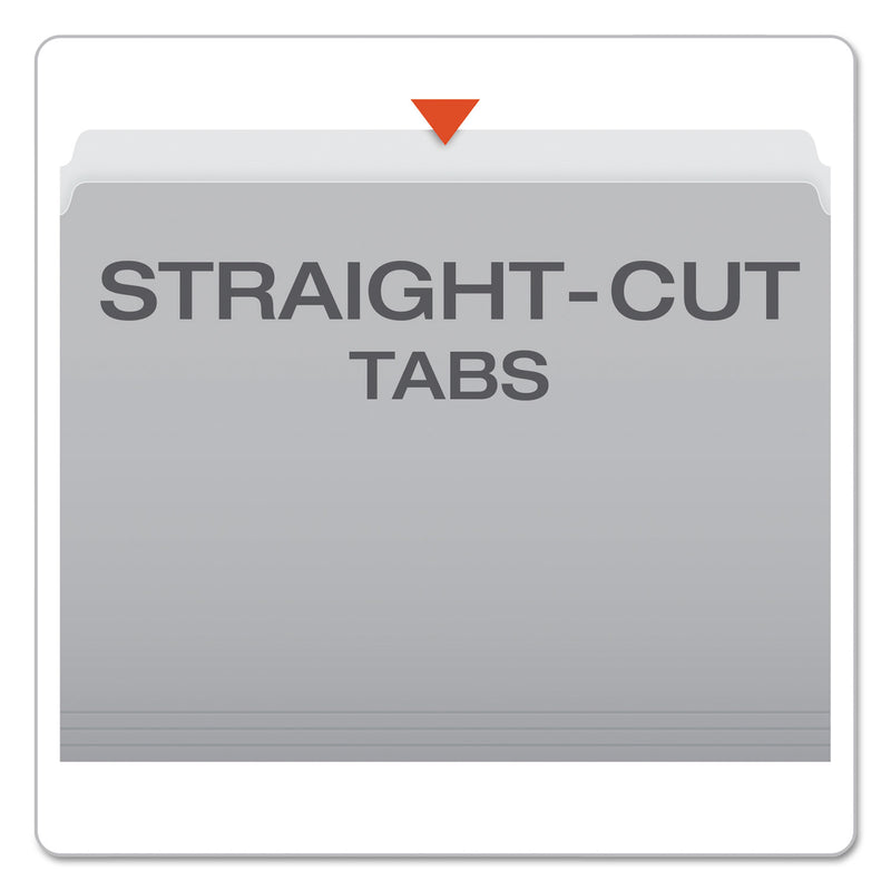 Pendaflex Colored File Folders, Straight Tabs, Letter Size, Gray/Light Gray, 100/Box
