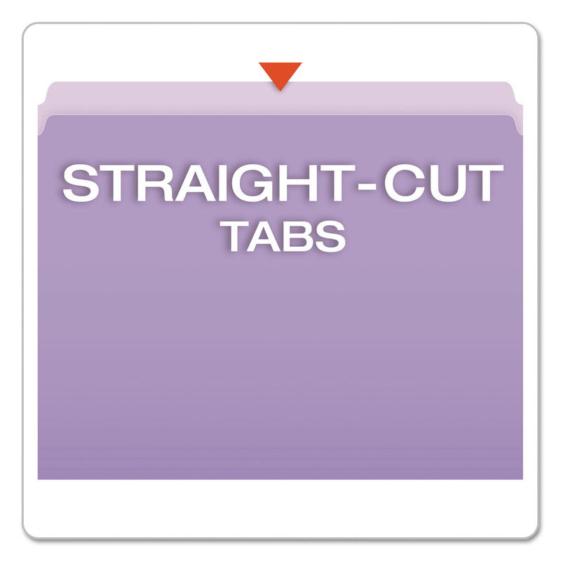 Pendaflex Colored File Folders, Straight Tabs, Letter Size, Lavender/Light Lavender, 100/Box