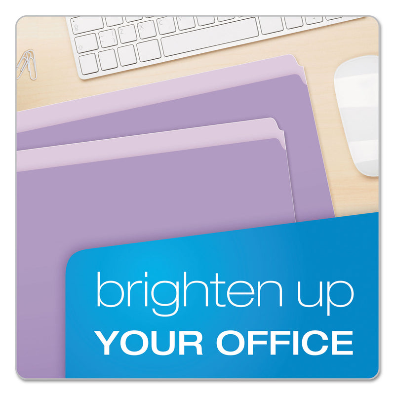 Pendaflex Colored File Folders, Straight Tabs, Letter Size, Lavender/Light Lavender, 100/Box