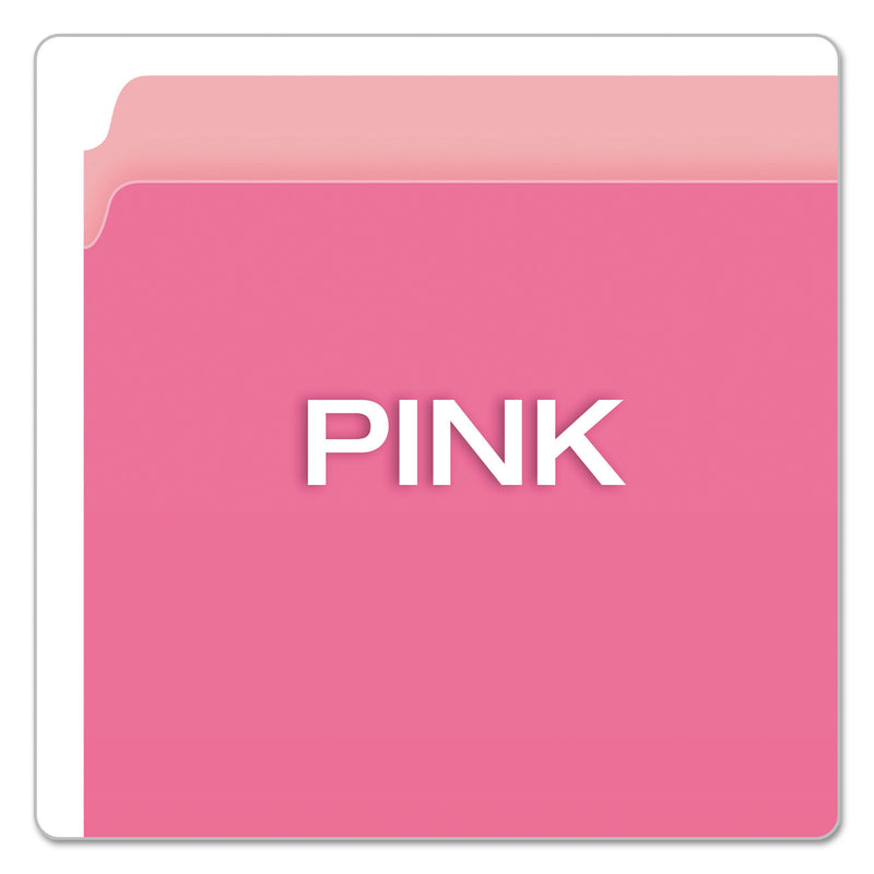 Pendaflex Colored File Folders, Straight Tabs, Letter Size, Pink/Light Pink, 100/Box
