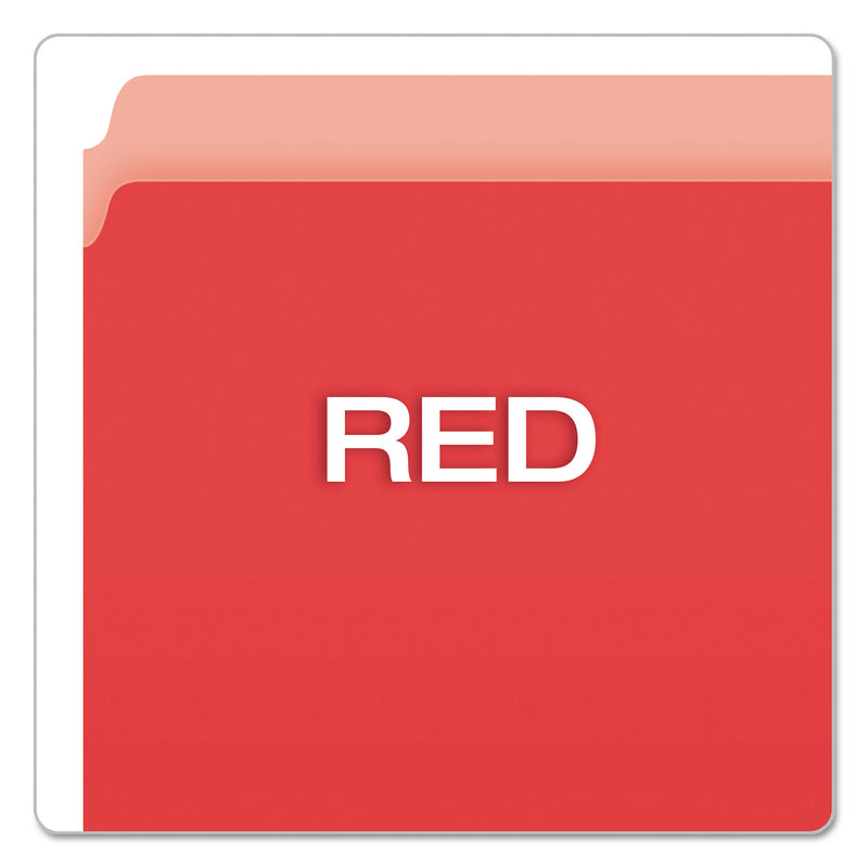 Pendaflex Colored File Folders, Straight Tabs, Letter Size, Red/Light Red, 100/Box