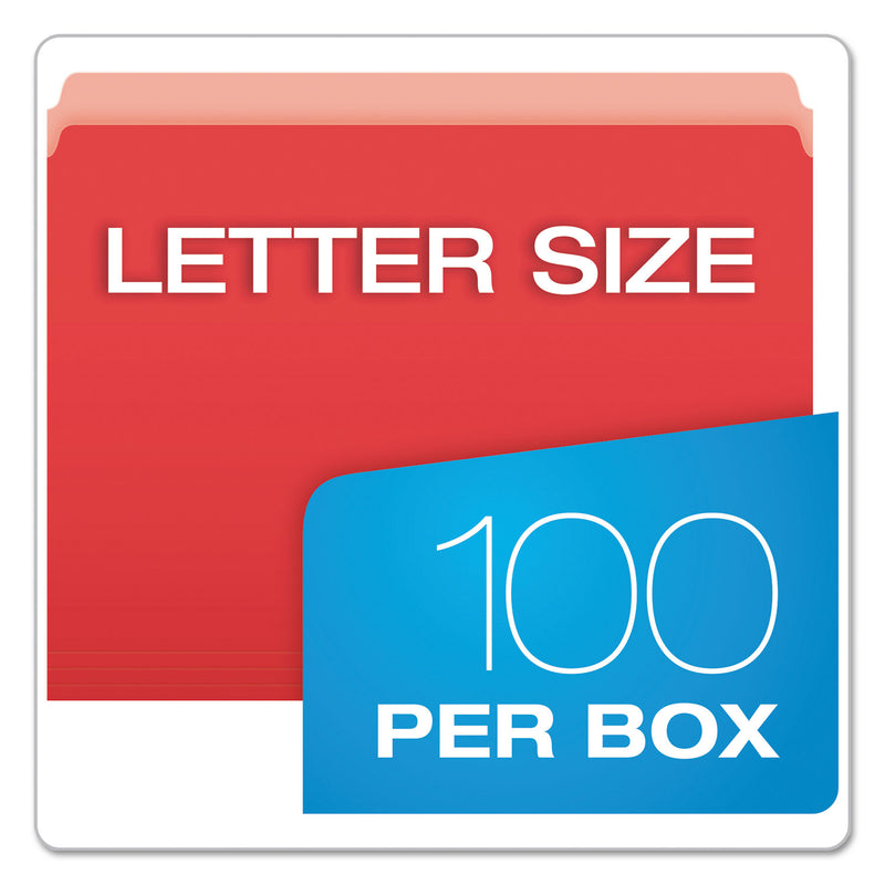 Pendaflex Colored File Folders, Straight Tabs, Letter Size, Red/Light Red, 100/Box