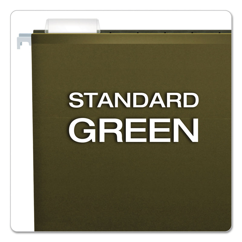 Pendaflex Extra Capacity Reinforced Hanging File Folders with Box Bottom, 3" Capacity, Letter Size, 1/5-Cut Tabs, Green, 25/Box