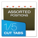 Pendaflex Reinforced Hanging File Folders with Printable Tab Inserts, Letter Size, 1/5-Cut Tabs, Standard Green, 25/Box