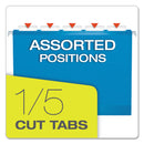 Pendaflex Extra Capacity Reinforced Hanging File Folders with Box Bottom, 2" Capacity, Letter Size, 1/5-Cut Tabs, Blue, 25/Box