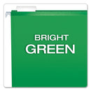Pendaflex Colored Reinforced Hanging Folders, Letter Size, 1/5-Cut Tabs, Bright Green, 25/Box