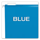 Pendaflex Extra Capacity Reinforced Hanging File Folders with Box Bottom, 2" Capacity, Letter Size, 1/5-Cut Tabs, Blue, 25/Box
