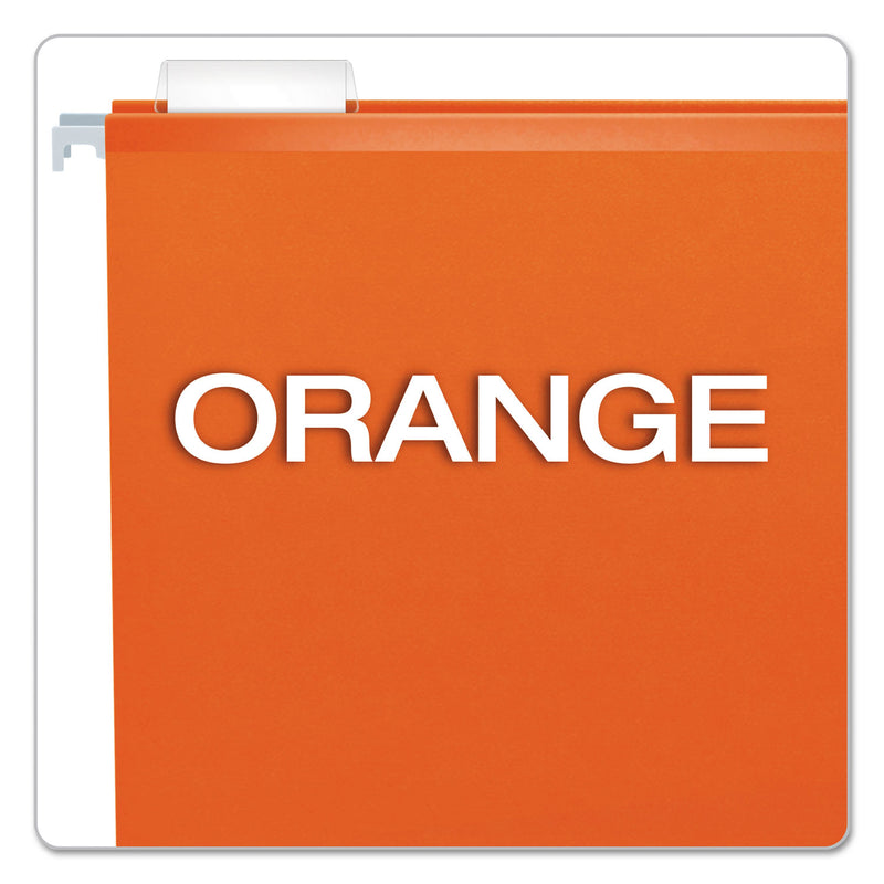 Pendaflex Extra Capacity Reinforced Hanging File Folders with Box Bottom, 2" Capacity, Letter Size, 1/5-Cut Tabs, Orange, 25/Box