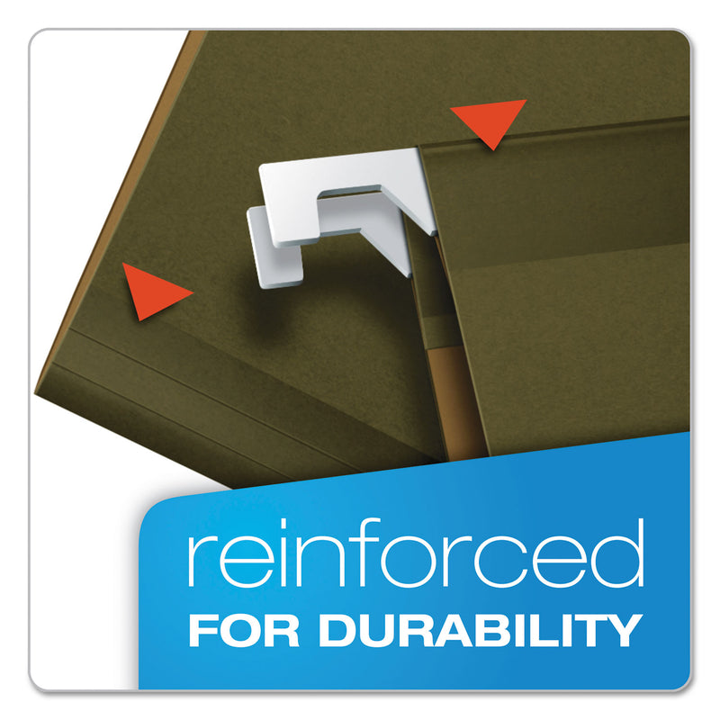 Pendaflex Reinforced Hanging File Folders with Printable Tab Inserts, Legal Size, 1/5-Cut Tabs, Standard Green, 25/Box