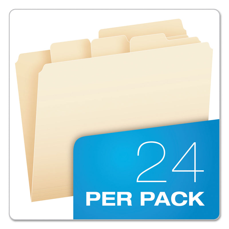 Pendaflex Divide It Up File Folder, 1/2-Cut Tabs: Assorted, Letter Size, 0.75" Expansion, Manila, 24/Pack