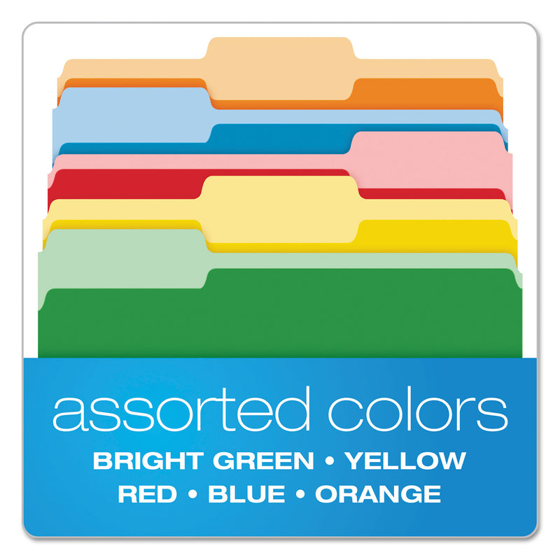 Pendaflex Colored File Folders, 1/3-Cut Tabs: Assorted, Letter Size, Assorted Colors, 100/Box