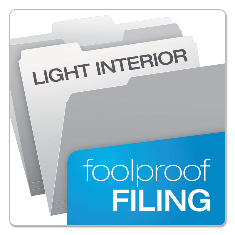 Pendaflex Colored File Folders, 1/3-Cut Tabs: Assorted, Letter Size, Gray/Light Gray, 100/Box