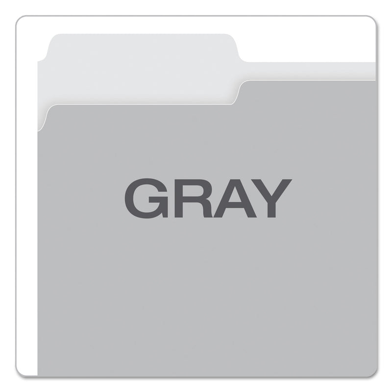 Pendaflex Colored File Folders, 1/3-Cut Tabs: Assorted, Letter Size, Gray/Light Gray, 100/Box