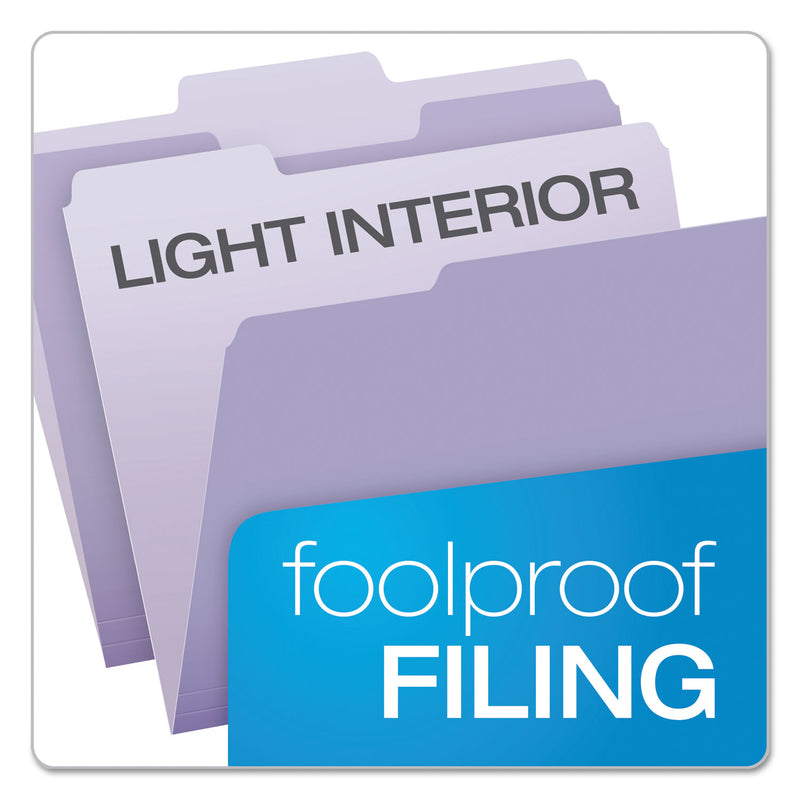 Pendaflex Colored File Folders, 1/3-Cut Tabs: Assorted, Letter Size, Lavender/Light Lavender, 100/Box
