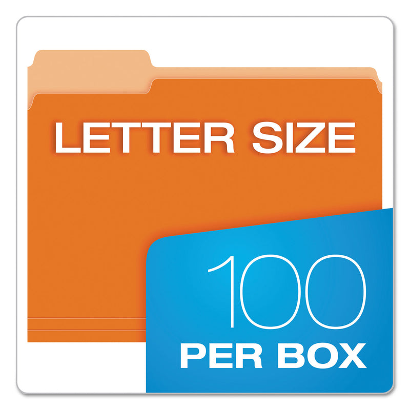 Pendaflex Colored File Folders, 1/3-Cut Tabs: Assorted, Letter Size, Orange/Light Orange, 100/Box