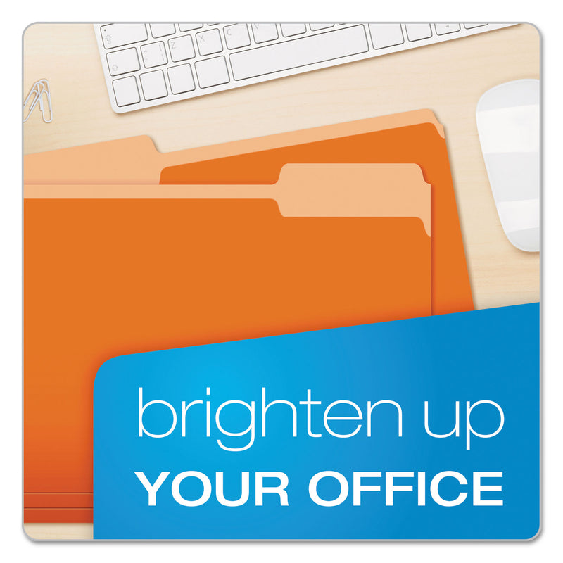 Pendaflex Colored File Folders, 1/3-Cut Tabs: Assorted, Letter Size, Orange/Light Orange, 100/Box