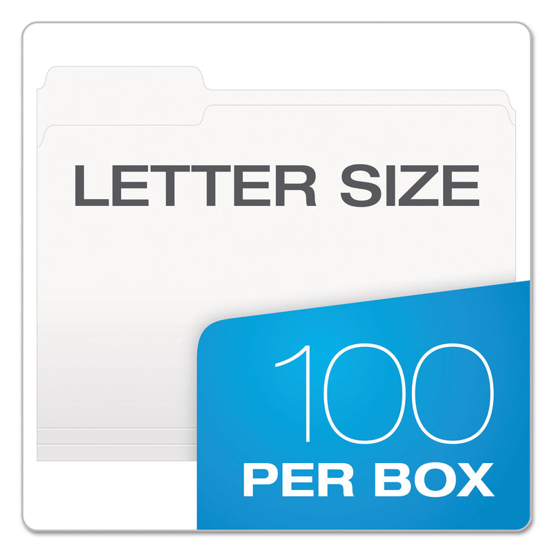 Pendaflex Colored File Folders, 1/3-Cut Tabs: Assorted, Letter Size, White, 100/Box