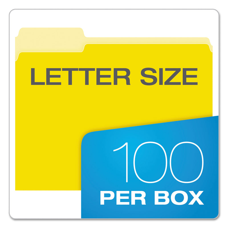 Pendaflex Colored File Folders, 1/3-Cut Tabs: Assorted, Letter Size, Yellow/Light Yellow, 100/Box