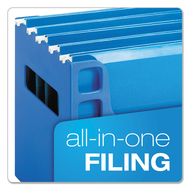 Pendaflex Desktop File With Hanging Folders, Letter Size, 6" Long, Blue