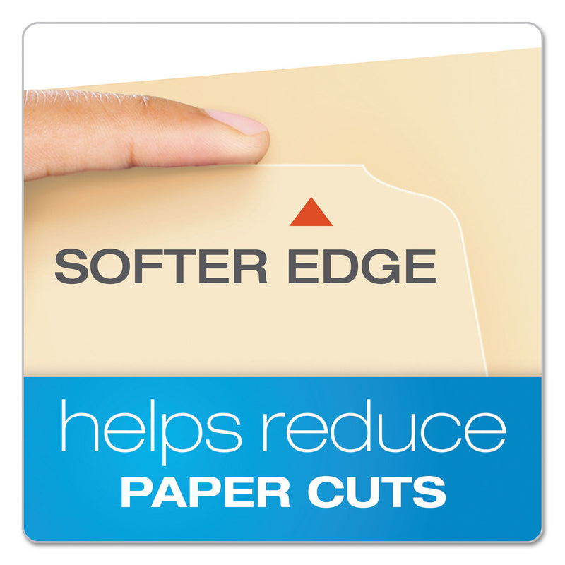 Pendaflex CutLess WaterShed File Folders, 1/3-Cut Tabs: Assorted, Letter Size, Manila, 100/Box