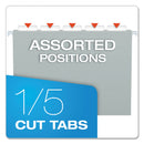 Pendaflex Colored Hanging Folders, Letter Size, 1/5-Cut Tabs, Gray, 25/Box