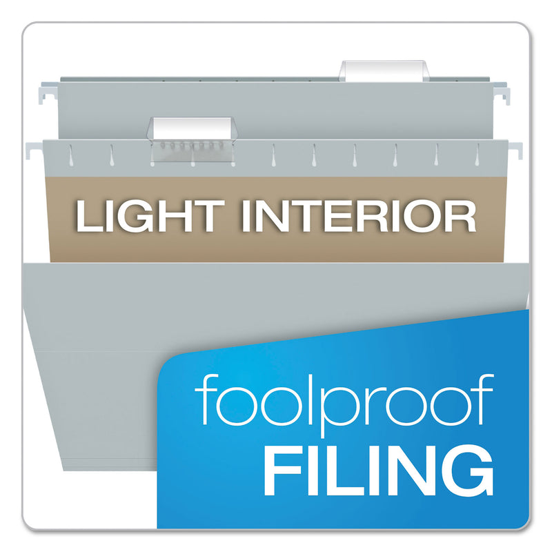Pendaflex Colored Hanging Folders, Letter Size, 1/5-Cut Tabs, Gray, 25/Box