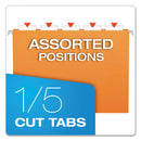 Pendaflex Colored Hanging Folders, Letter Size, 1/5-Cut Tabs, Orange, 25/Box