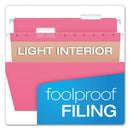 Pendaflex Colored Hanging Folders, Letter Size, 1/5-Cut Tabs, Pink, 25/Box