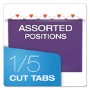 Pendaflex Colored Reinforced Hanging Folders, Letter Size, 1/5-Cut Tabs, Violet, 25/Box
