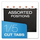 Pendaflex Colored Reinforced Hanging Folders, Letter Size, 1/5-Cut Tabs, Black, 25/Box