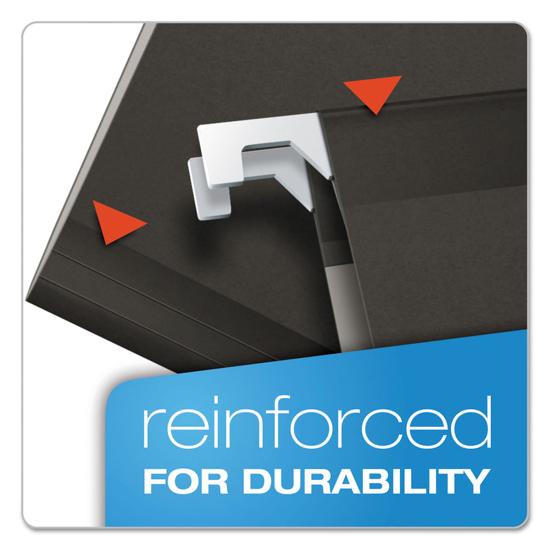 Pendaflex Colored Reinforced Hanging Folders, Legal Size, 1/5-Cut Tabs, Black, 25/Box