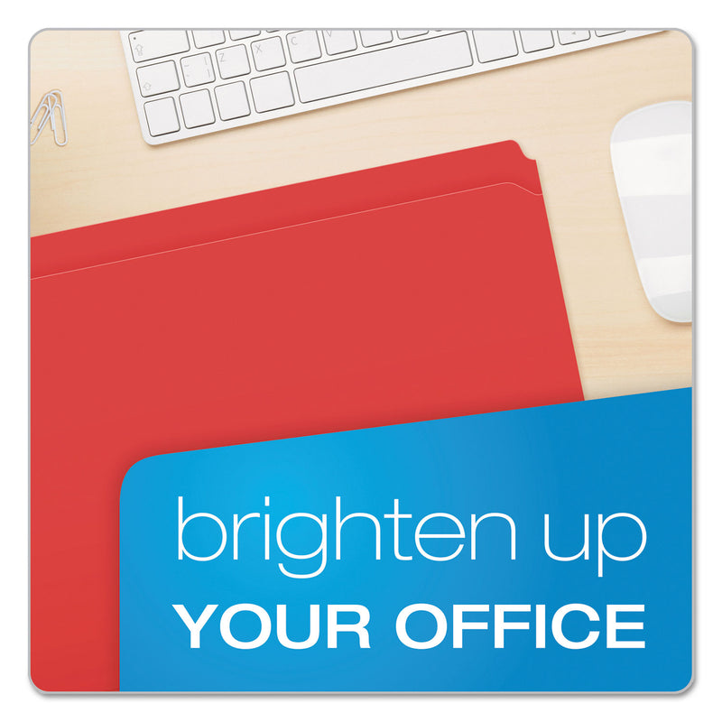 Pendaflex Double-Ply Reinforced Top Tab Colored File Folders, Straight Tabs, Letter Size, 0.75" Expansion, Red, 100/Box